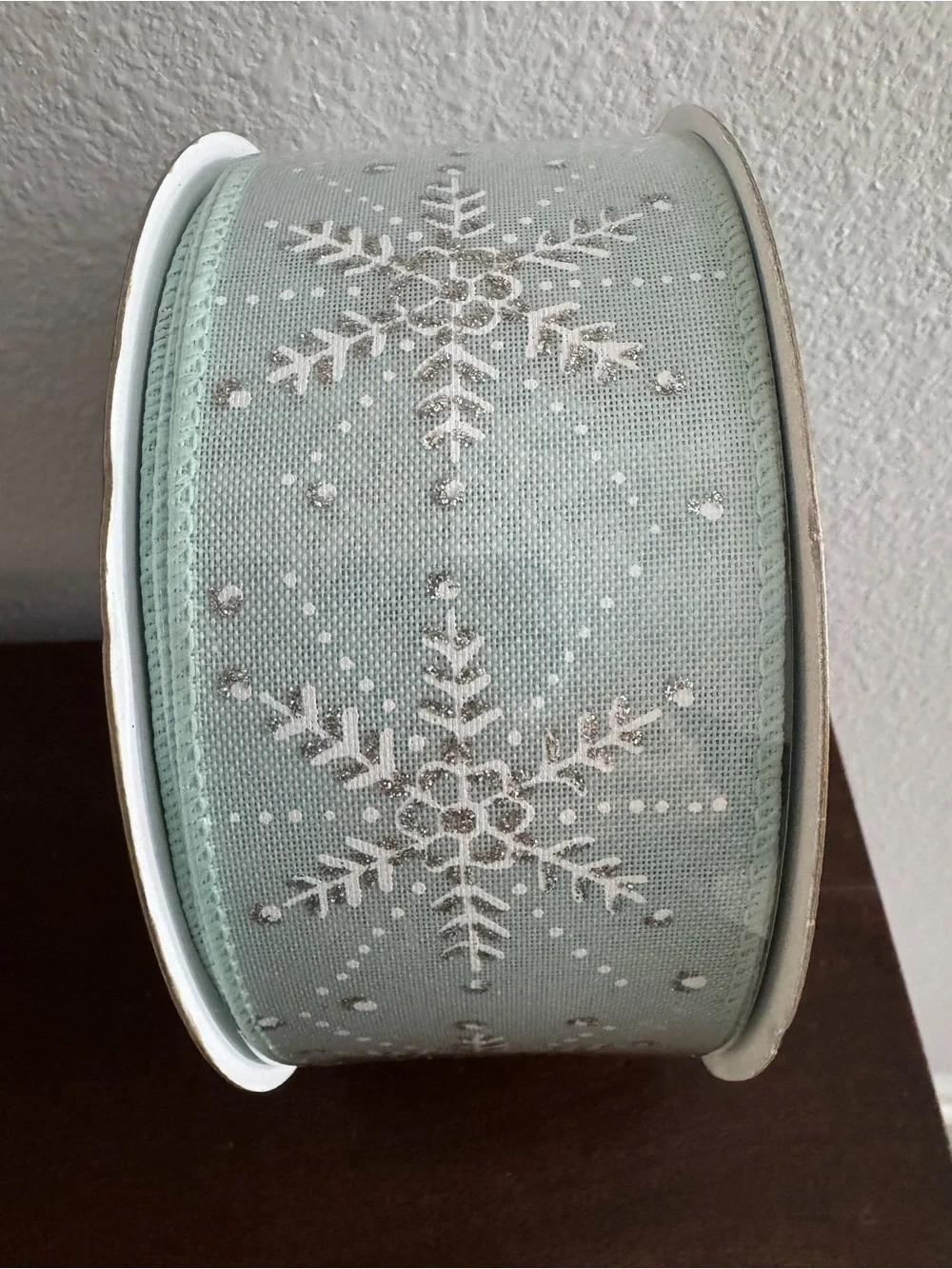 Holiday Snowflake Ribbon in Light Mint Green, 50 yds, NWT